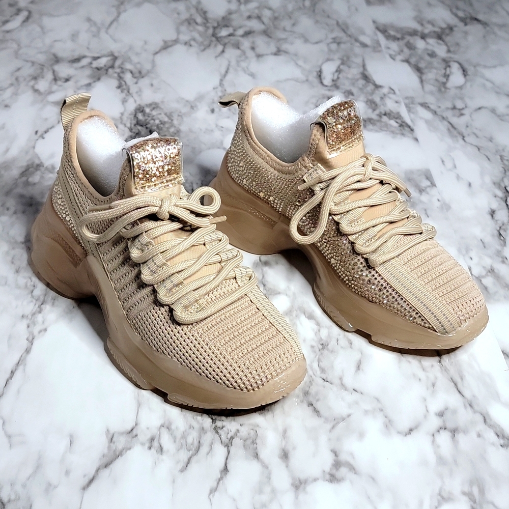 Steve Madden Kids Beige Glitter Knit Sneakers
